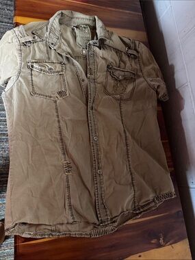 Men's Casual Short-Sleeve Button-Down Shirt - Khaki